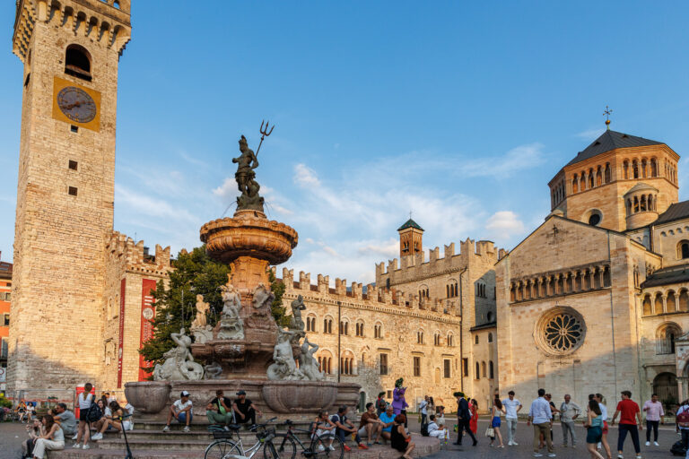 Platz mit Brunnen und Turm  Trient Trentino Italien by Peter Ehlert in Trient - Trento